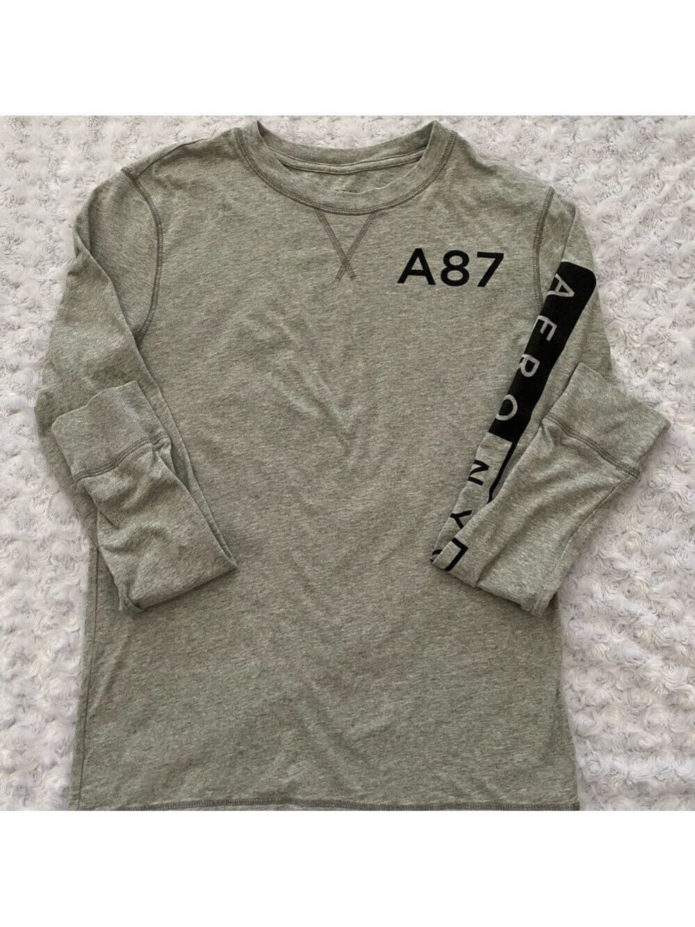 Aeropostale A87 New York Long Sleeve Tee | Gray & Black | Size S Men’s - Picture 2 of 5